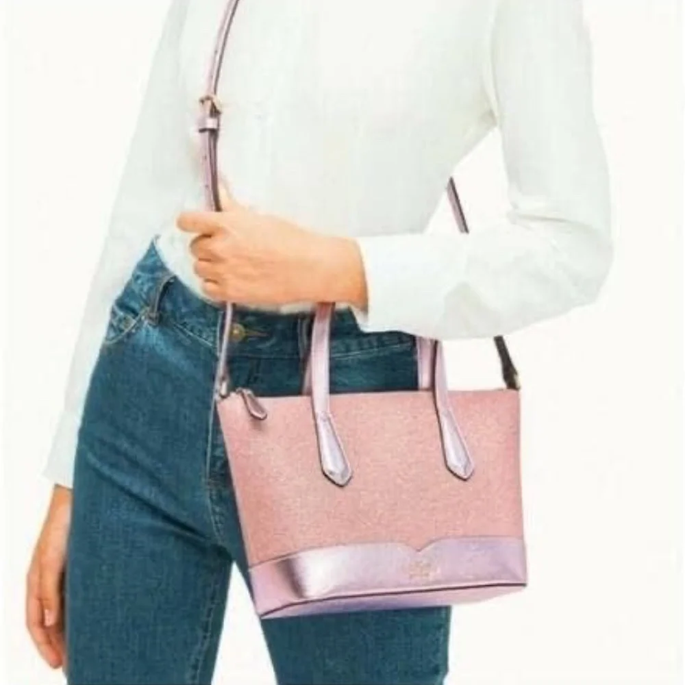 Kate Spade Lola Glitter Small Satchel Crossbody in Rose Pink NWT - Picture 4 of 4